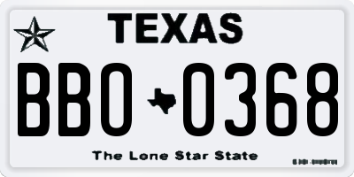 TX license plate BBO0368