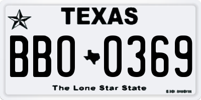 TX license plate BBO0369