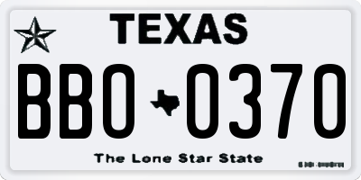 TX license plate BBO0370