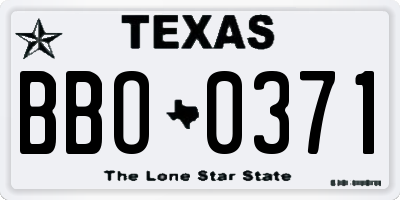 TX license plate BBO0371