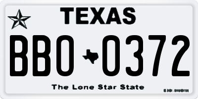 TX license plate BBO0372