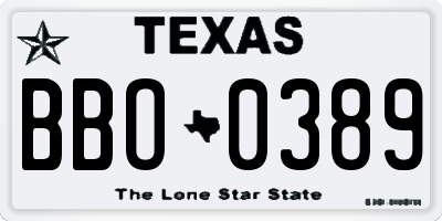 TX license plate BBO0389