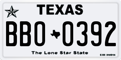 TX license plate BBO0392