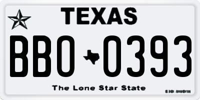TX license plate BBO0393