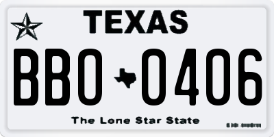 TX license plate BBO0406