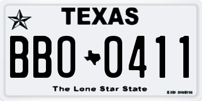 TX license plate BBO0411