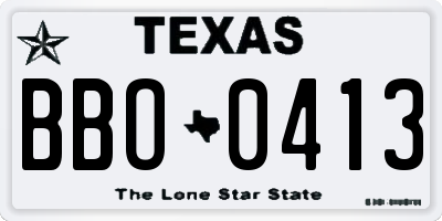 TX license plate BBO0413