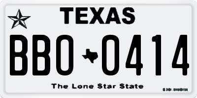 TX license plate BBO0414