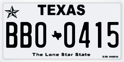 TX license plate BBO0415