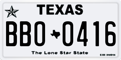 TX license plate BBO0416