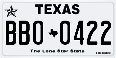 TX license plate BBO0422
