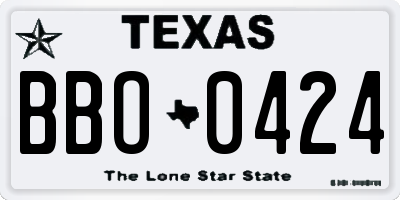 TX license plate BBO0424