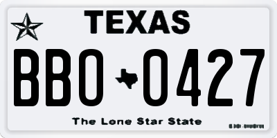 TX license plate BBO0427