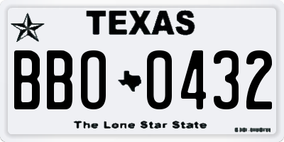 TX license plate BBO0432