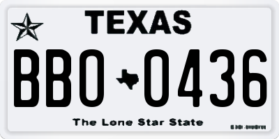 TX license plate BBO0436