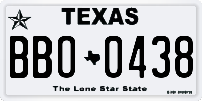 TX license plate BBO0438