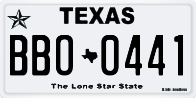 TX license plate BBO0441
