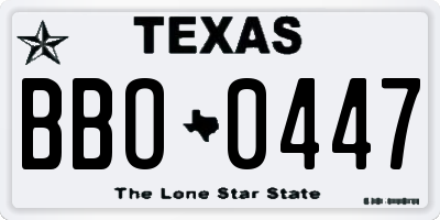 TX license plate BBO0447