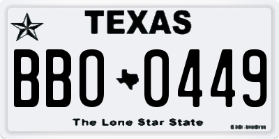 TX license plate BBO0449