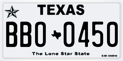 TX license plate BBO0450