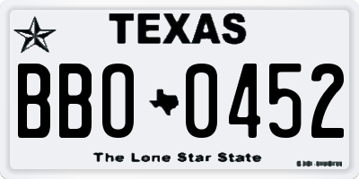 TX license plate BBO0452