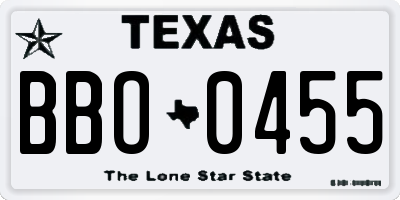 TX license plate BBO0455