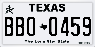 TX license plate BBO0459