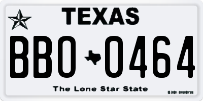 TX license plate BBO0464