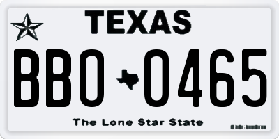 TX license plate BBO0465
