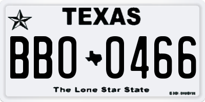 TX license plate BBO0466