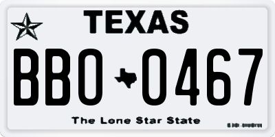 TX license plate BBO0467