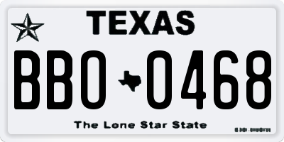 TX license plate BBO0468