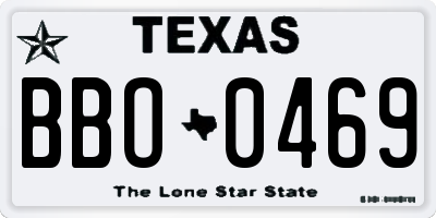 TX license plate BBO0469