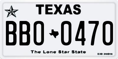TX license plate BBO0470