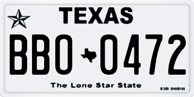 TX license plate BBO0472