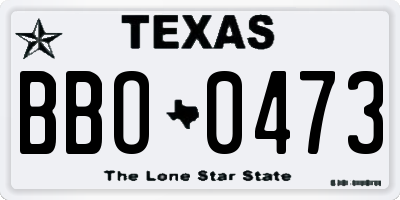 TX license plate BBO0473