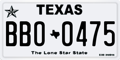 TX license plate BBO0475