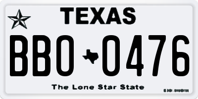 TX license plate BBO0476