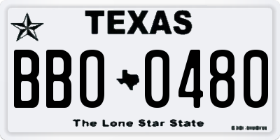 TX license plate BBO0480