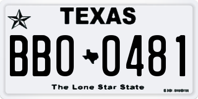 TX license plate BBO0481