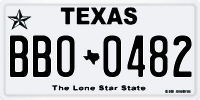 TX license plate BBO0482