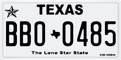 TX license plate BBO0485
