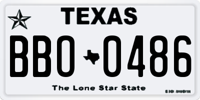 TX license plate BBO0486