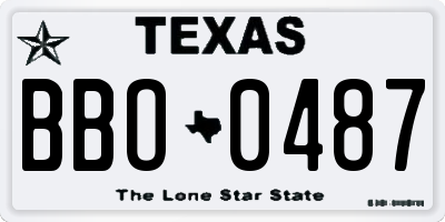 TX license plate BBO0487