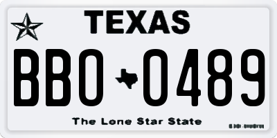 TX license plate BBO0489