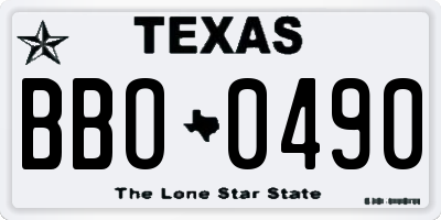 TX license plate BBO0490