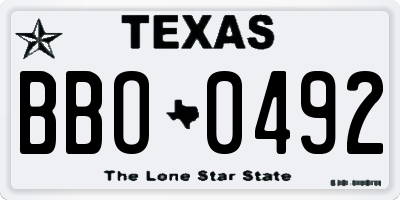 TX license plate BBO0492