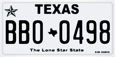 TX license plate BBO0498