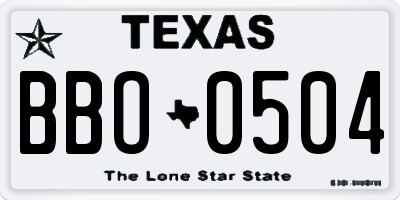 TX license plate BBO0504