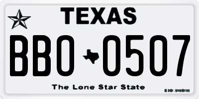 TX license plate BBO0507